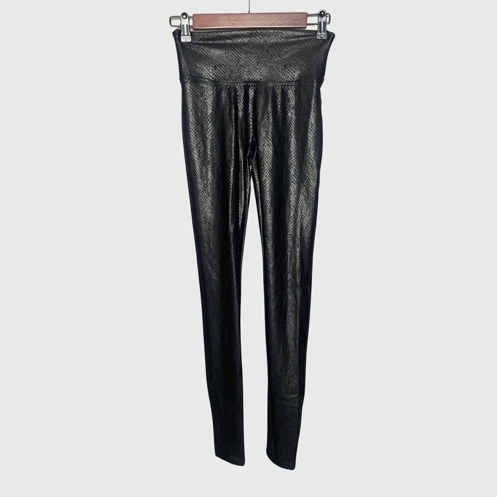 SPANX Black Faux Leather Croc Shine Leggings Women’s Small